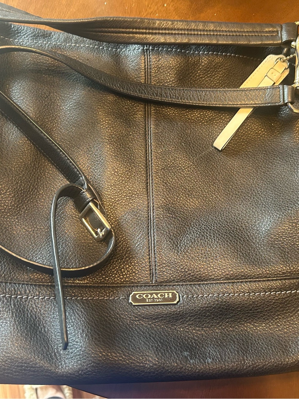 Coach Park Hobo Satchel Black Pebbled Leather with Adjustable Strap